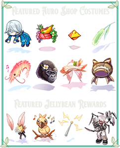 "Featured Auro Shop Costumes" and "Featured Jellybean Costumes"